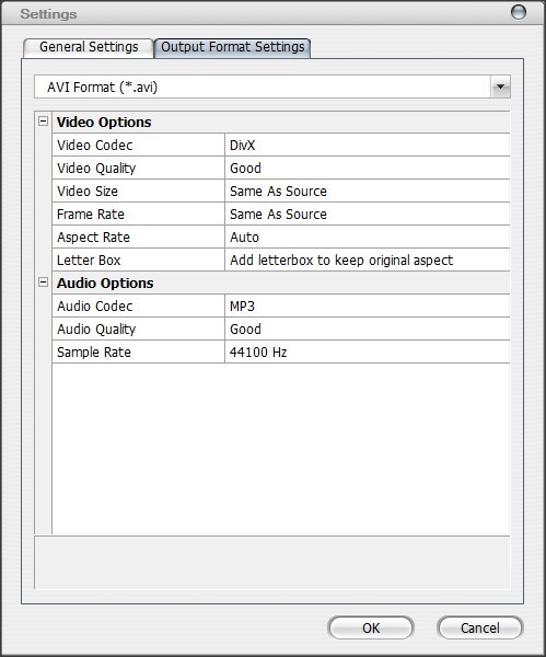 Output Format Settings