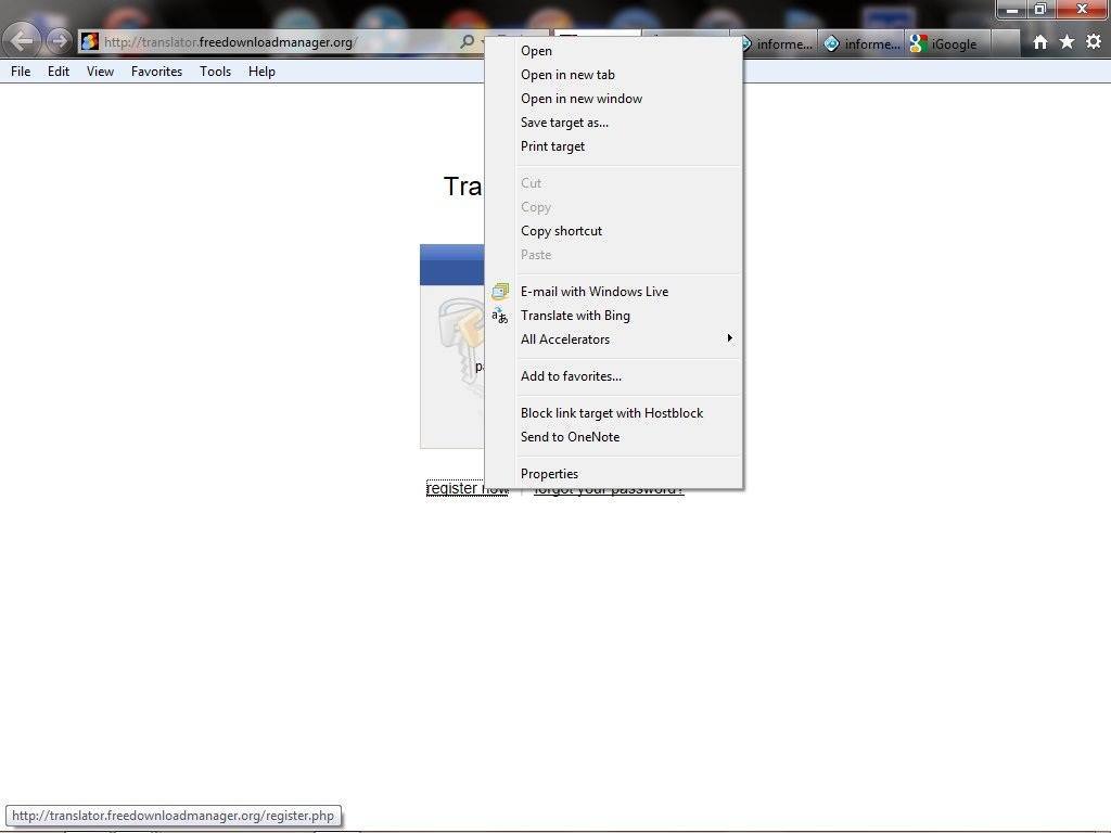 IE Context Menu