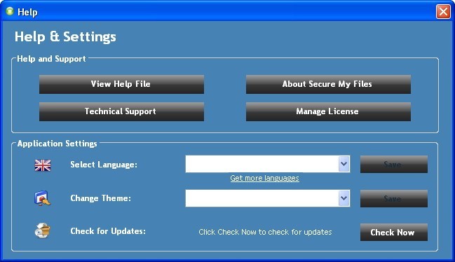 Help & Settings Dialog