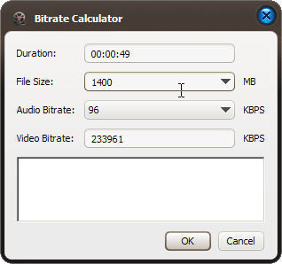 Bitrate calculator