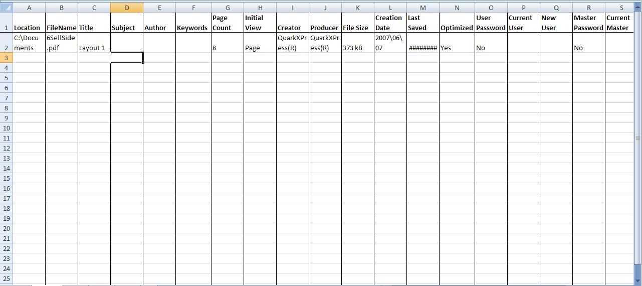 Spreadsheet example