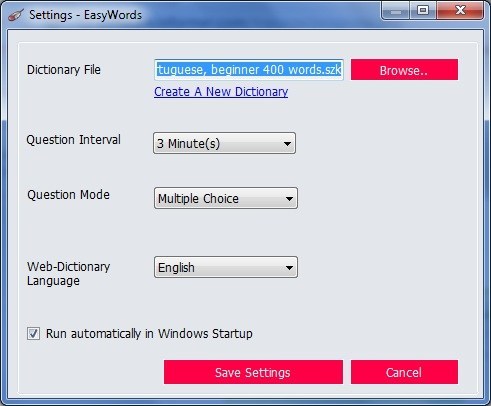 Settings Window