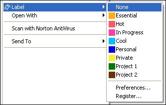 Labels context menu