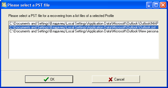 select a pst file
