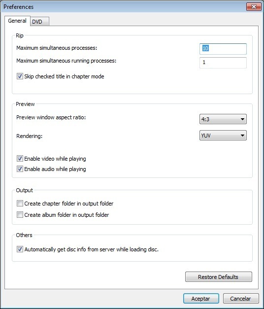 Preferences Window