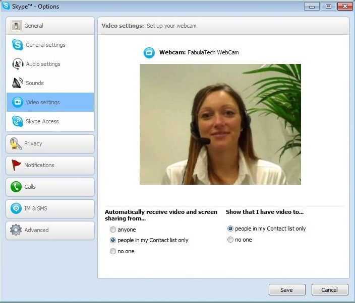 Configure Skype for using FabulaTech Webcam