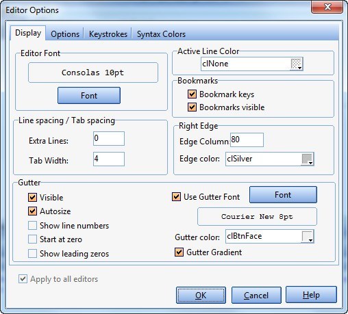 Editor Options