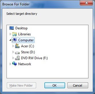 Browse for Folder Dialog Box