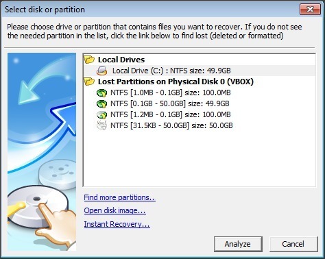Disk/Partition Selection