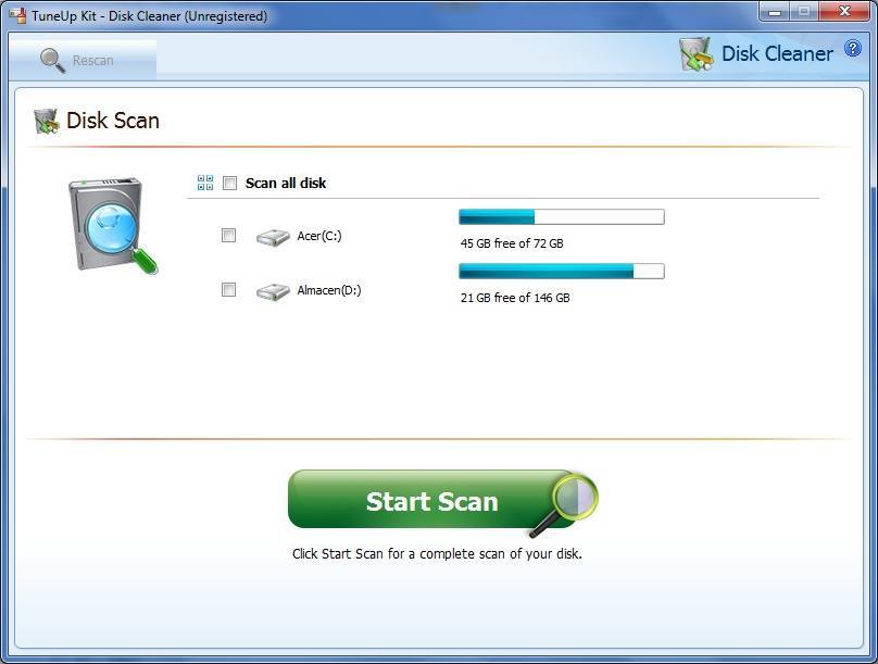 Disk Cleaner Screen