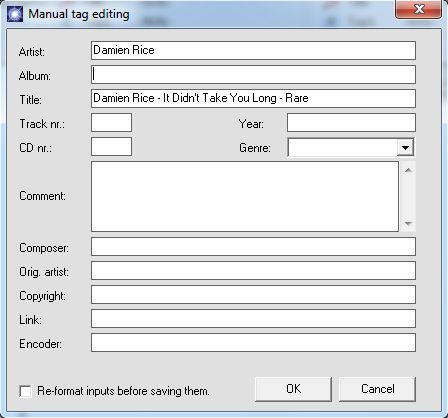 Manual tag editing