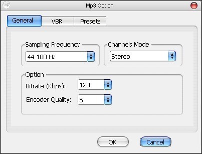 MP3 Configuration Window