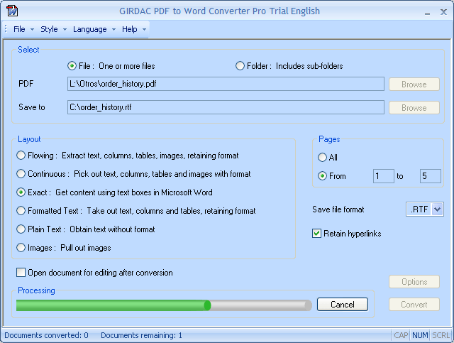 Converting From PDF To RTF