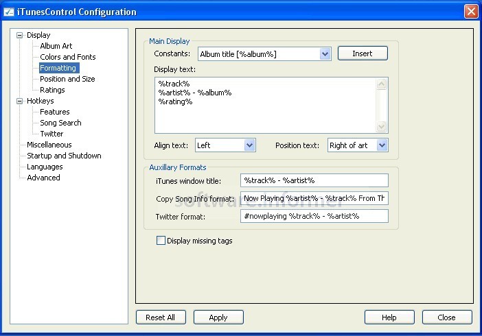 Configuration window