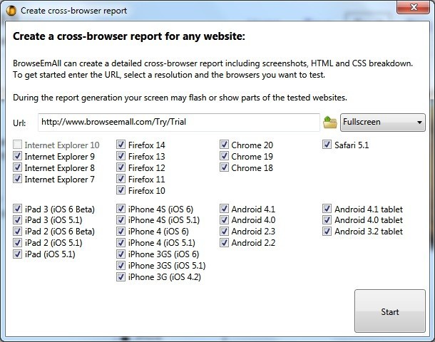 Create cross-browser report