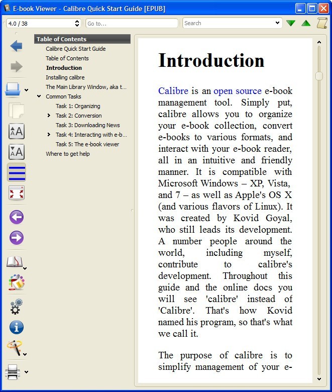 E-book Viewer Window