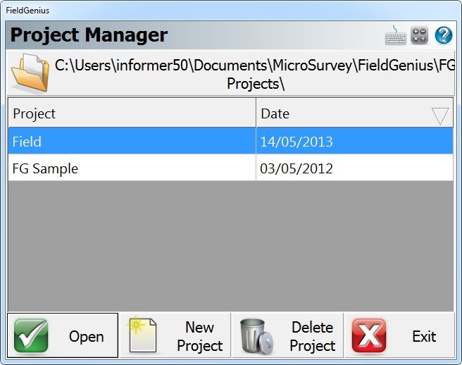 Project Manager window