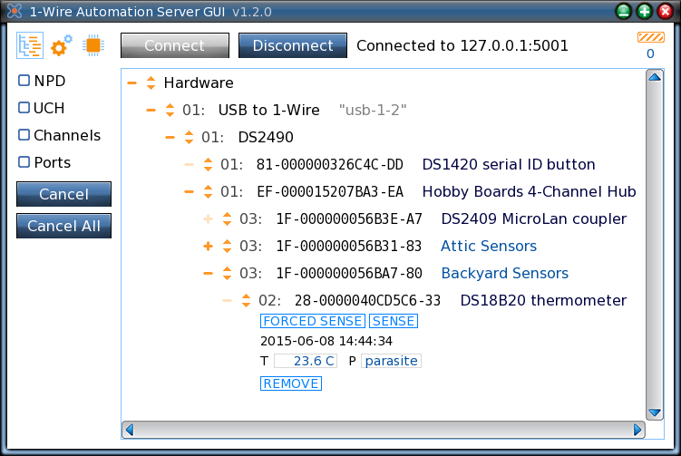 GUI connected to 1-Wire Server