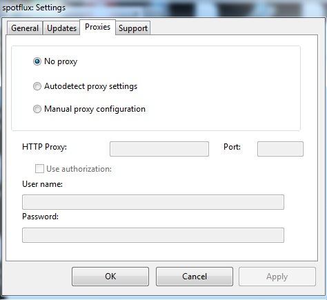 Proxy settings