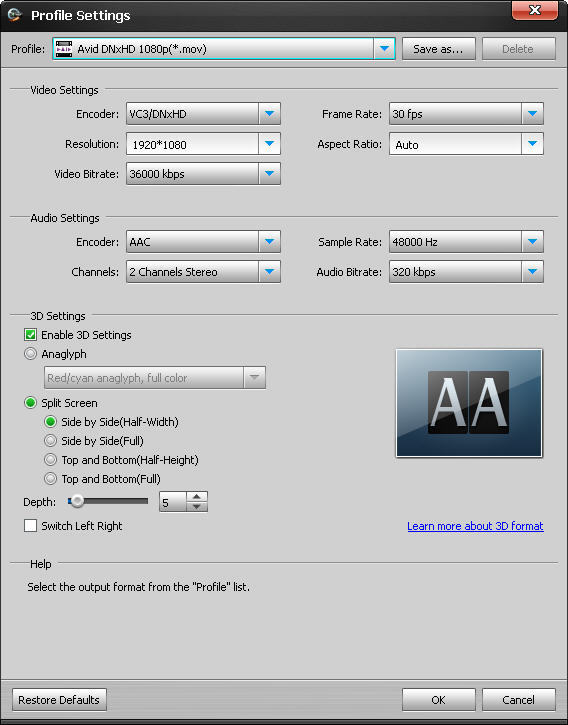 Settings Window