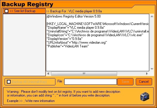 Backup Registry