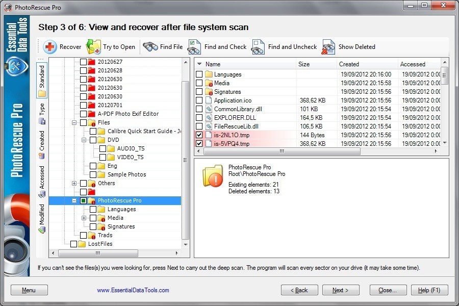 Select Files to Recover