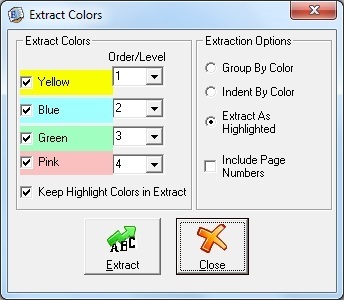 Extract Colors Window