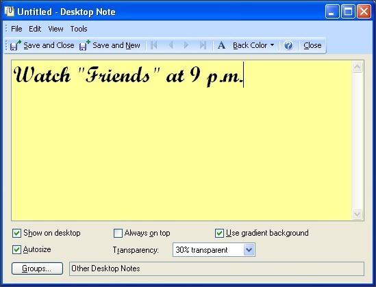 New Desktop Note Creation