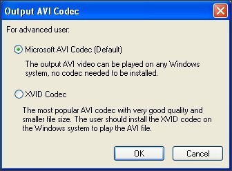 AVI Codec Selection