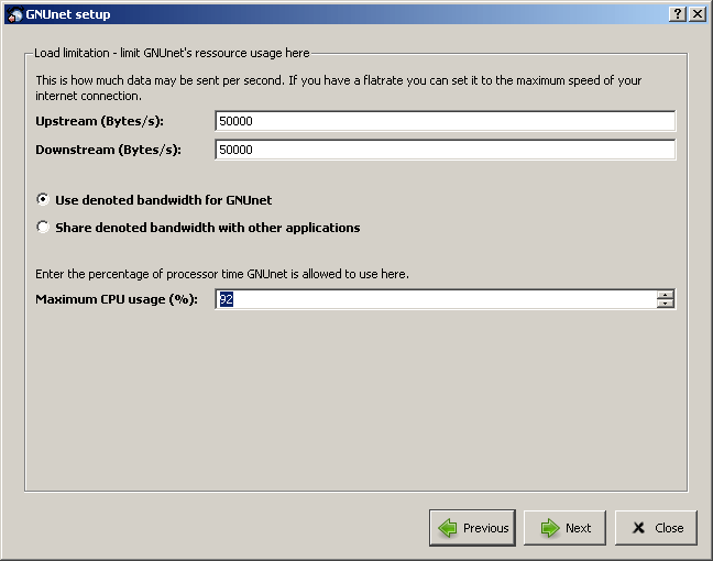 Setup load limitation