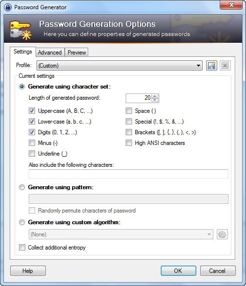 Password Generation Options