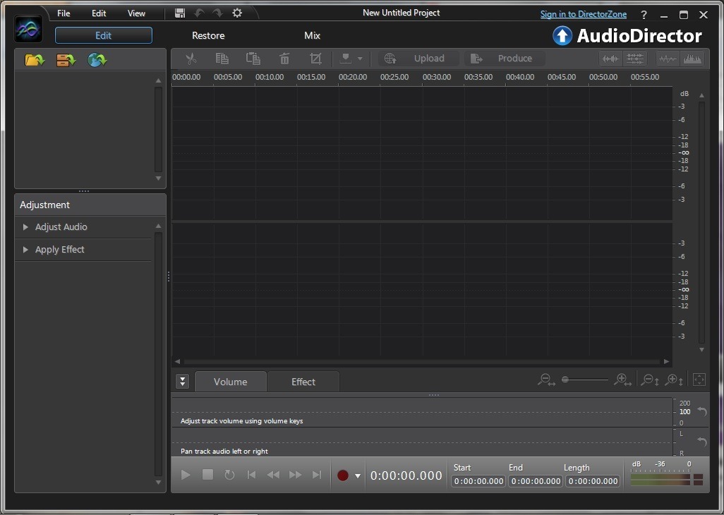 AudioDirector Main Interface