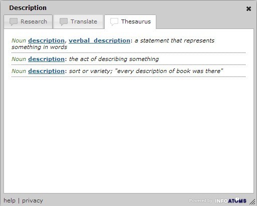 Thesaurus Tab