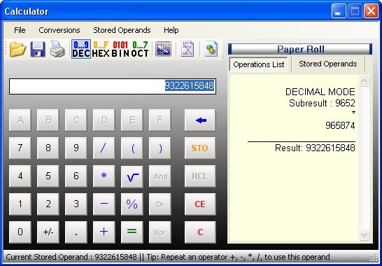 Calculation Window