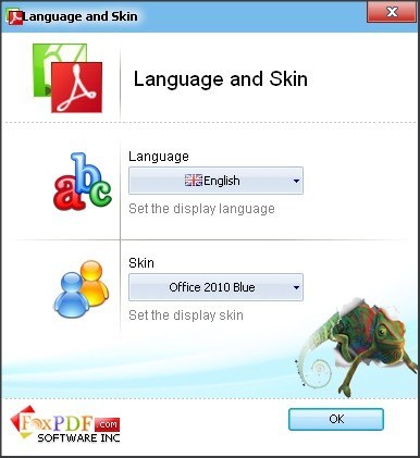 Language and Skin Window