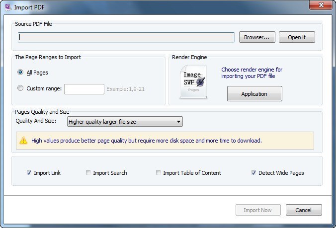 Import PDF Window