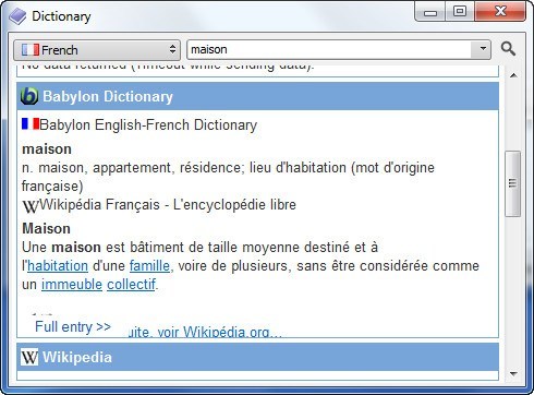 Dictionary Window