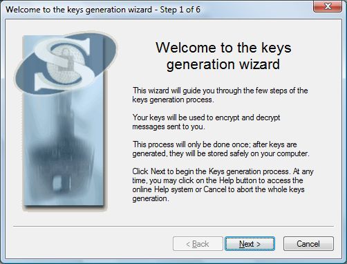 Keys generation wizard.