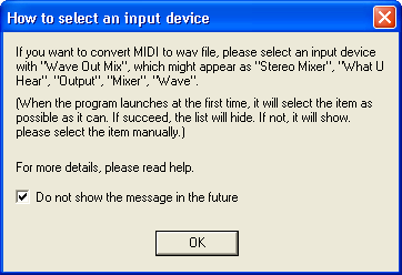 How to Select an Input Device window