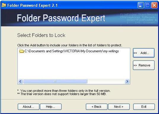 Selecting Folders To Lock