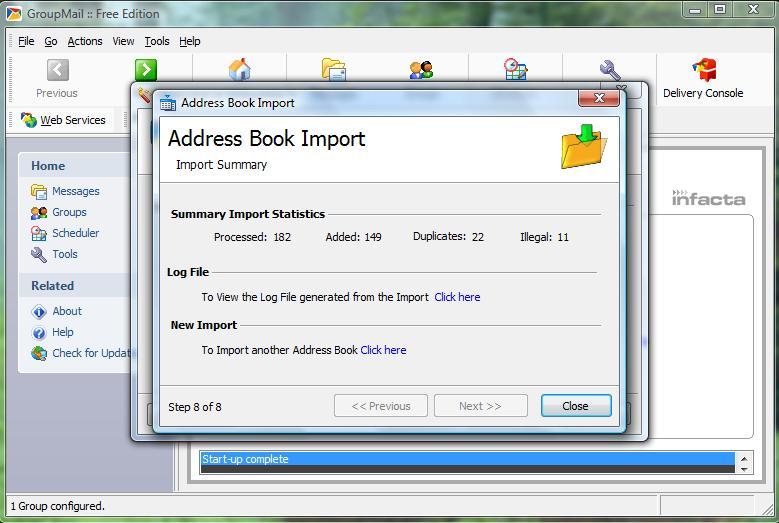 Address book import opton