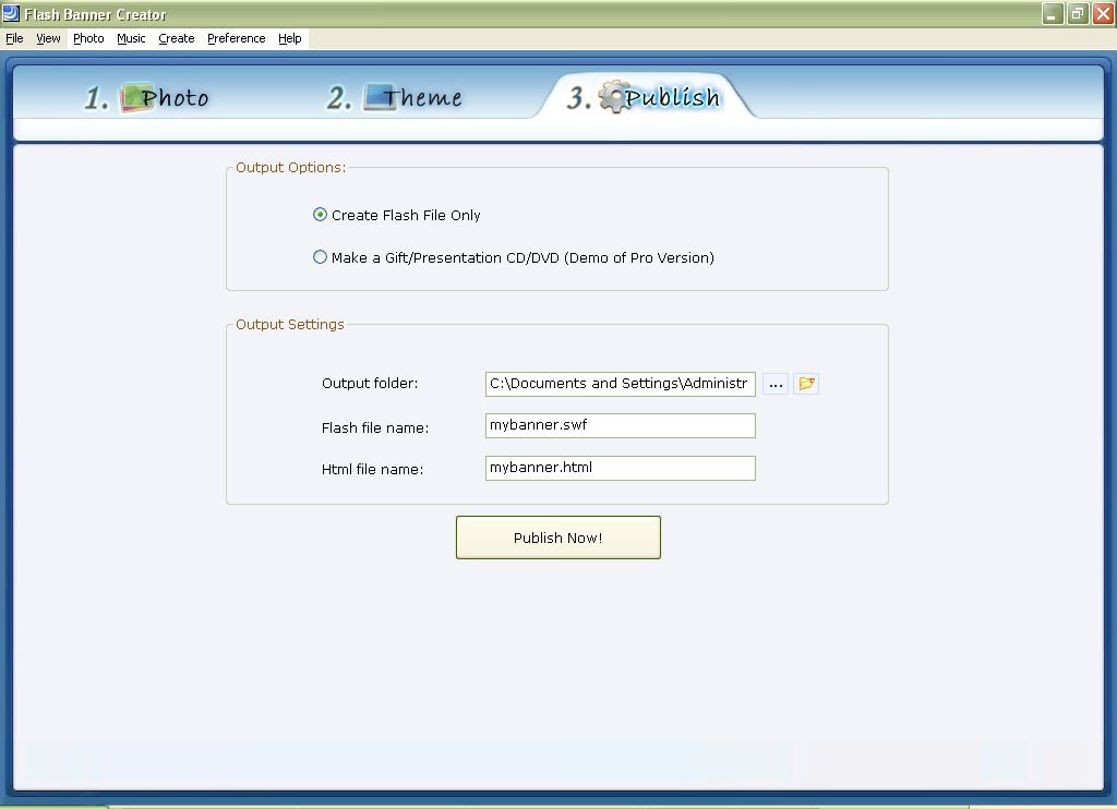 Flash Banner Creator Publish