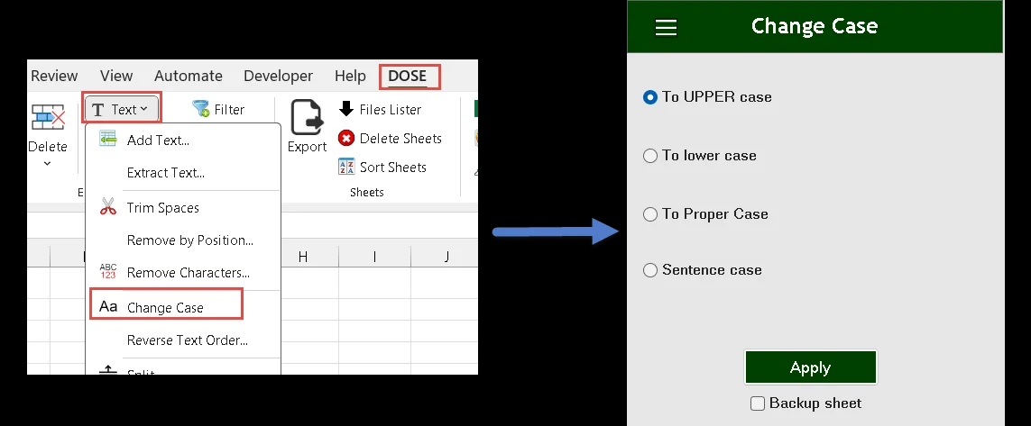 Change text case in Excel