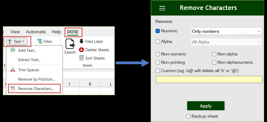 Remove text and keep numbers in Excel