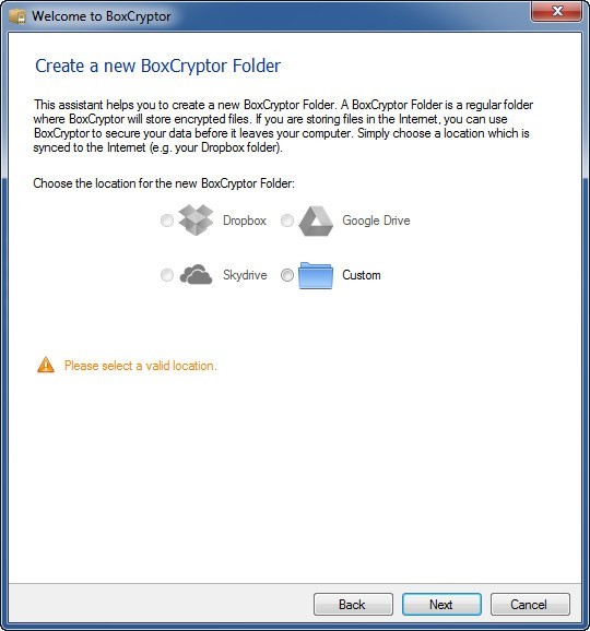 Creating BoxCryptor Folder
