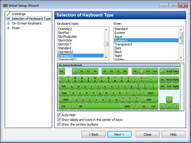 Keyboard Type Selection