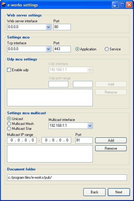 Settings window