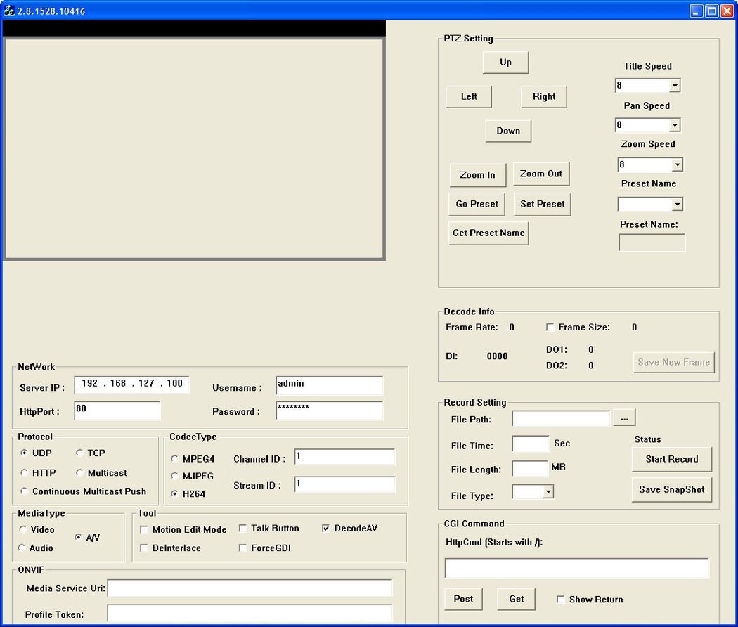 Camera Settings Window