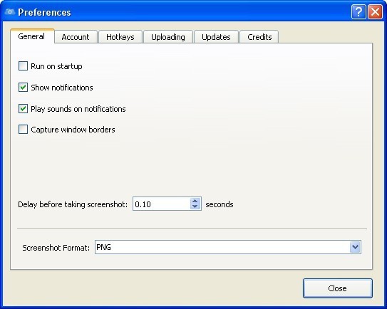 Preferences window