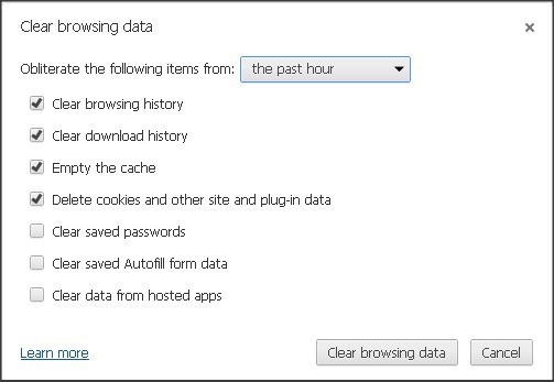 Clear Browsing Data Window